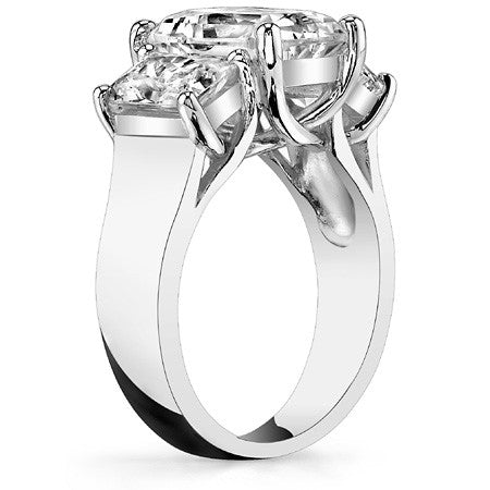 10x8mm, 7x5mm Radiant/Emerald Moissanite Trellis Three-Stone Ring