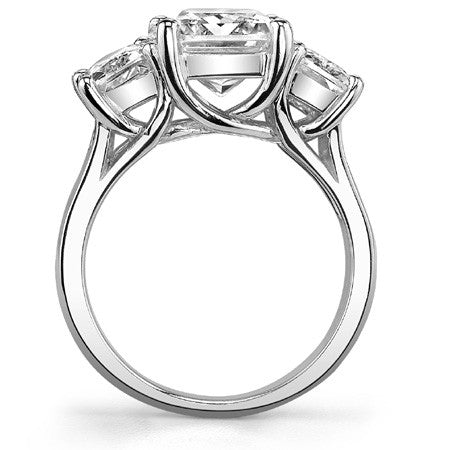 10x8mm, 7x5mm Radiant/Emerald Moissanite Trellis Three-Stone Ring