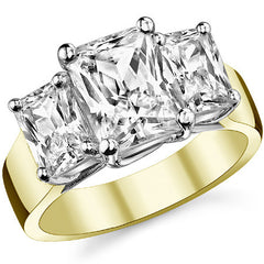 9x7mm, 7x5mm Radiant/Emerald Moissanite Trellis Three-Stone Ring