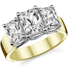 8x6mm, 7x5mm Radiant/Emerald Moissanite Trellis Three-Stone Ring