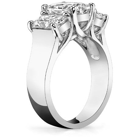 8x6mm, 7x5mm Radiant/Emerald Moissanite Trellis Three-Stone Ring