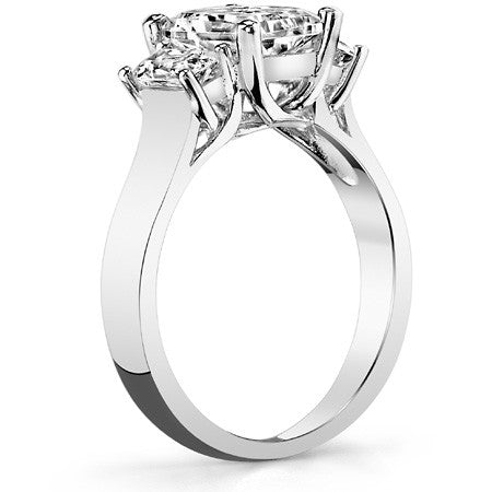 7x5mm, 5x3mm Radiant/Emerald Moissanite Trellis Three-Stone Ring