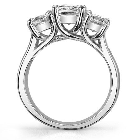 7x5mm, 5x3mm Radiant/Emerald Moissanite Trellis Three-Stone Ring