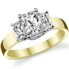 7x5mm, 5x3mm Radiant/Emerald Moissanite Trellis Three-Stone Ring