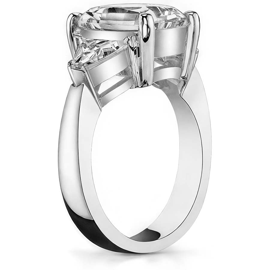 10x8mm, 6mm Radiant/Emerald & Trillion Moissanite Three-Stone Ring