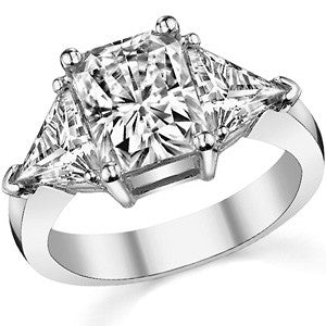 9x7mm, 6.5mm Radiant/Emerald & Trillion Moissanite Three-Stone Ring