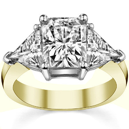 9x7mm, 6.5mm Radiant/Emerald & Trillion Moissanite Three-Stone Ring