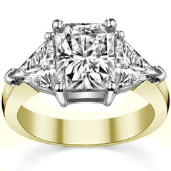 9x7mm, 6.5mm Radiant/Emerald & Trillion Moissanite Three-Stone Ring