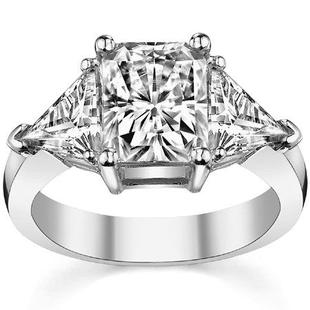 9x7mm, 6.5mm Radiant/Emerald & Trillion Moissanite Three-Stone Ring