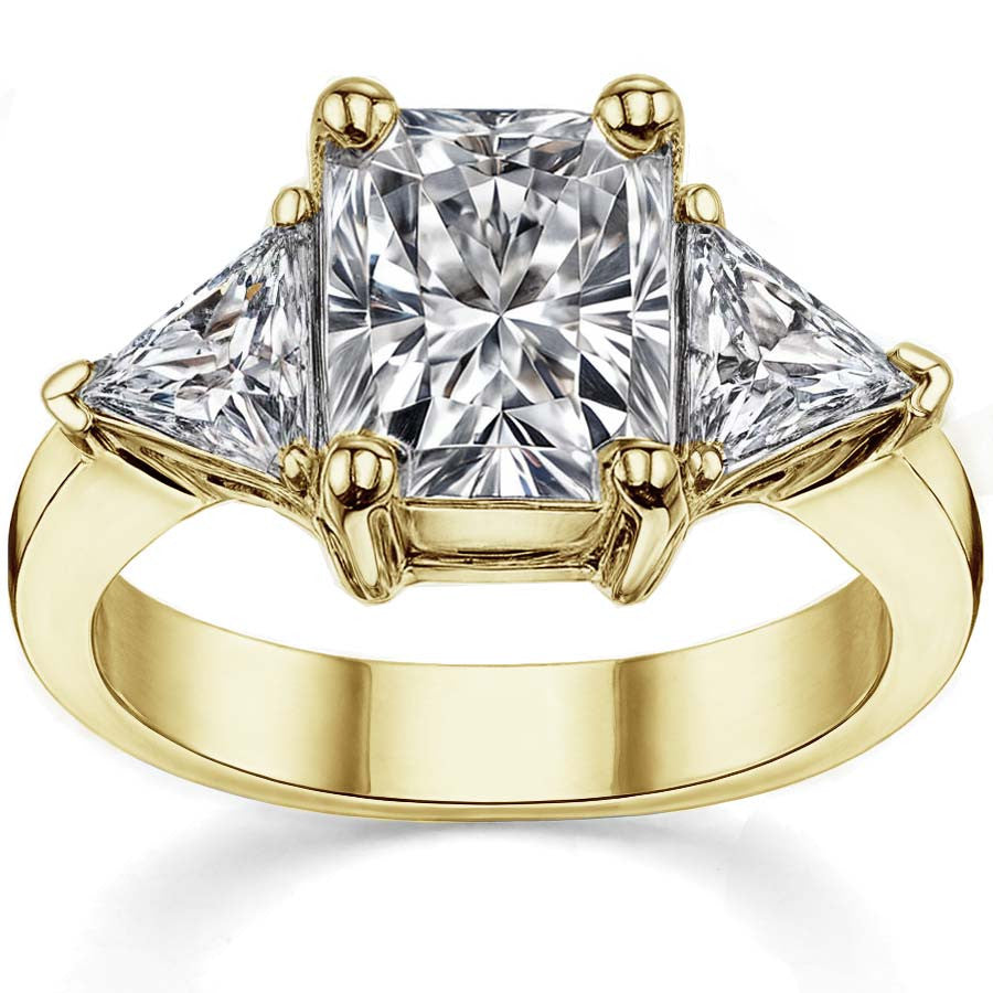 9x7mm, 5.5mm Radiant/Emerald & Trillion Moissanite Three-Stone Ring