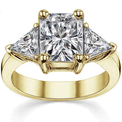 9x7mm, 5.5mm Radiant/Emerald & Trillion Moissanite Three-Stone Ring