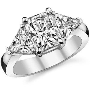 Radiant/Emerald & Trillion Moissanite Three-Stone Ring