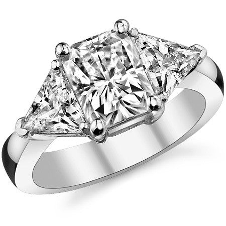 Radiant/Emerald & Trillion Moissanite Three-Stone Ring