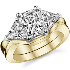 Radiant/Emerald & Trillion Moissanite Three-Stone Ring