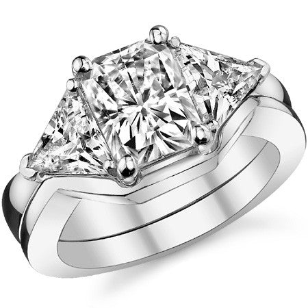 Radiant/Emerald & Trillion Moissanite Three-Stone Ring
