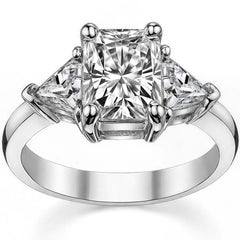 8x6mm, 5mm Radiant/Emerald & Trillion Moissanite 3-Stone Ring