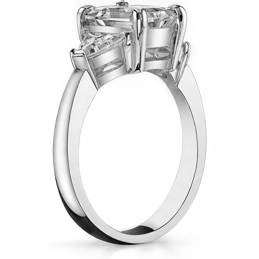 8x6mm, 5mm Radiant/Emerald & Trillion Moissanite 3-Stone Ring