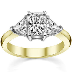 7x5mm, 5mm Radiant/Emerald & Trillion Moissanite 3-Stone Ring