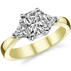7x5mm, 4mm Radiant/Emerald & Trillion Moissanite 3-Stone Ring