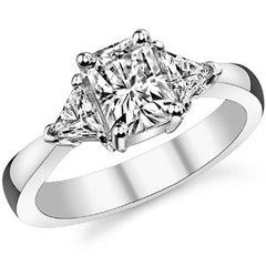 7x5mm, 4mm Radiant/Emerald & Trillion Moissanite 3-Stone Ring