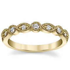 Round Brilliant Moissanite Stackable Band with Milgrain Accents