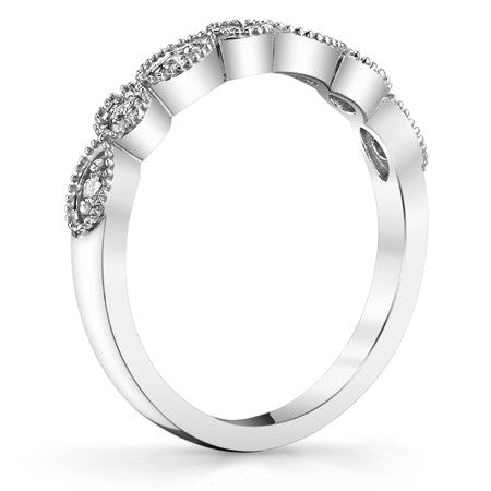 Round Brilliant Moissanite Stackable Band with Milgrain Accents