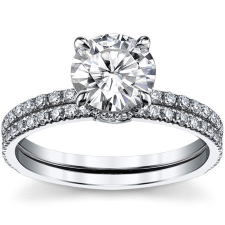 Round Brilliant Hidden Halo Moissanite Engagement Ring