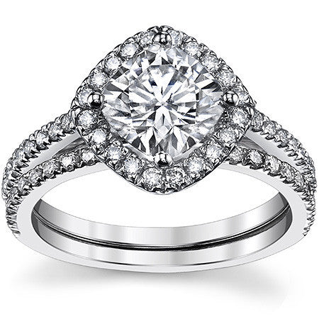 Kite Set Halo Cathedral Cushion Moissanite Engagement Ring