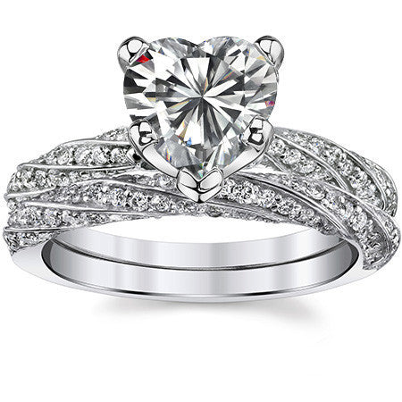 Diamond Twisted Helix Engagement Ring, 0.37ct