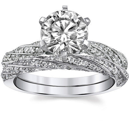 Diamond Twisted Helix Engagement Ring, 0.37ct