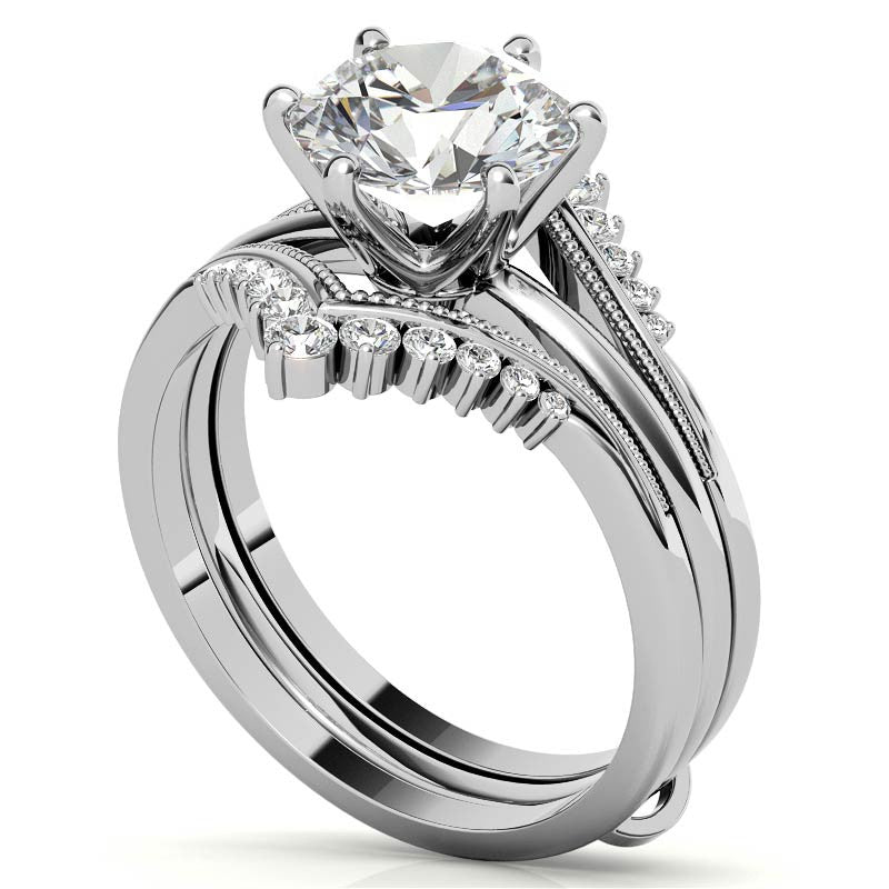 1.5mm Petite Round Brilliant Moissanite Solitaire with Ring Guard