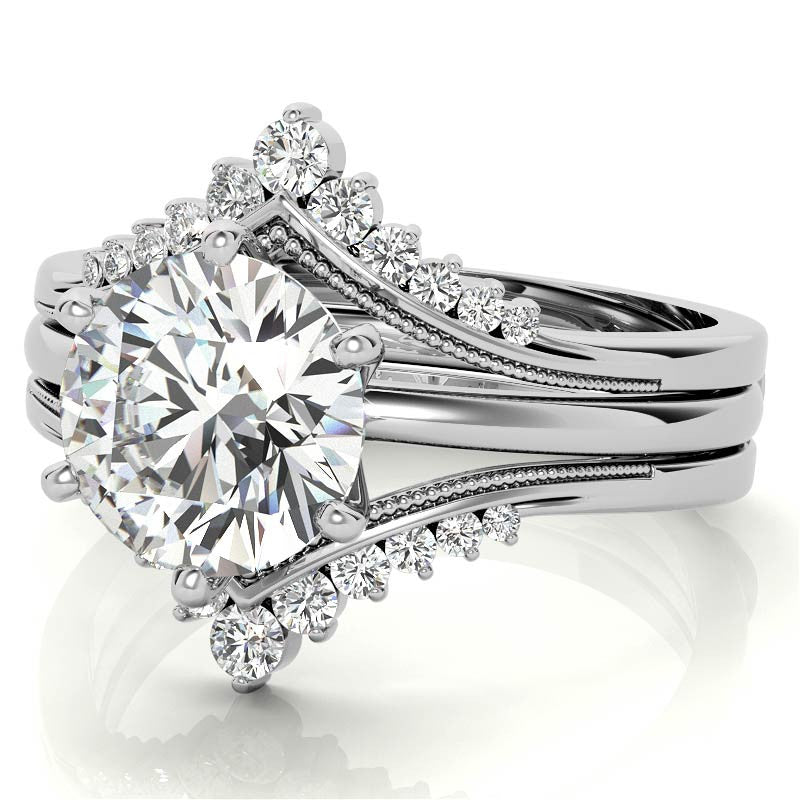 1.5mm Petite Round Brilliant Moissanite Solitaire with Ring Guard