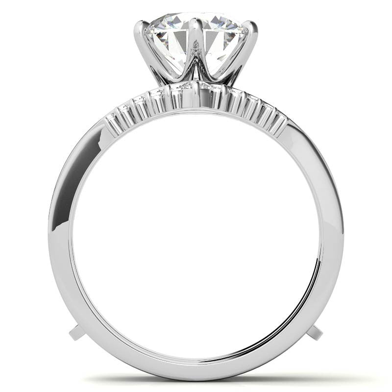 1.5mm Petite Round Brilliant Moissanite Solitaire with Ring Guard