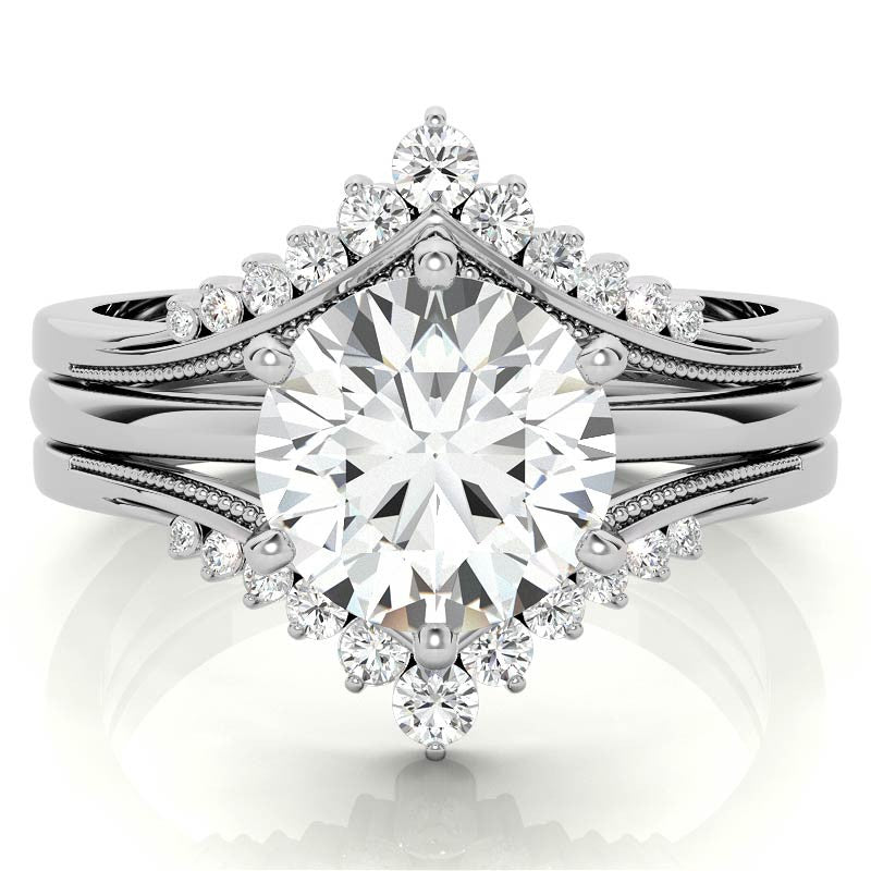 1.5mm Petite Round Brilliant Moissanite Solitaire with Ring Guard
