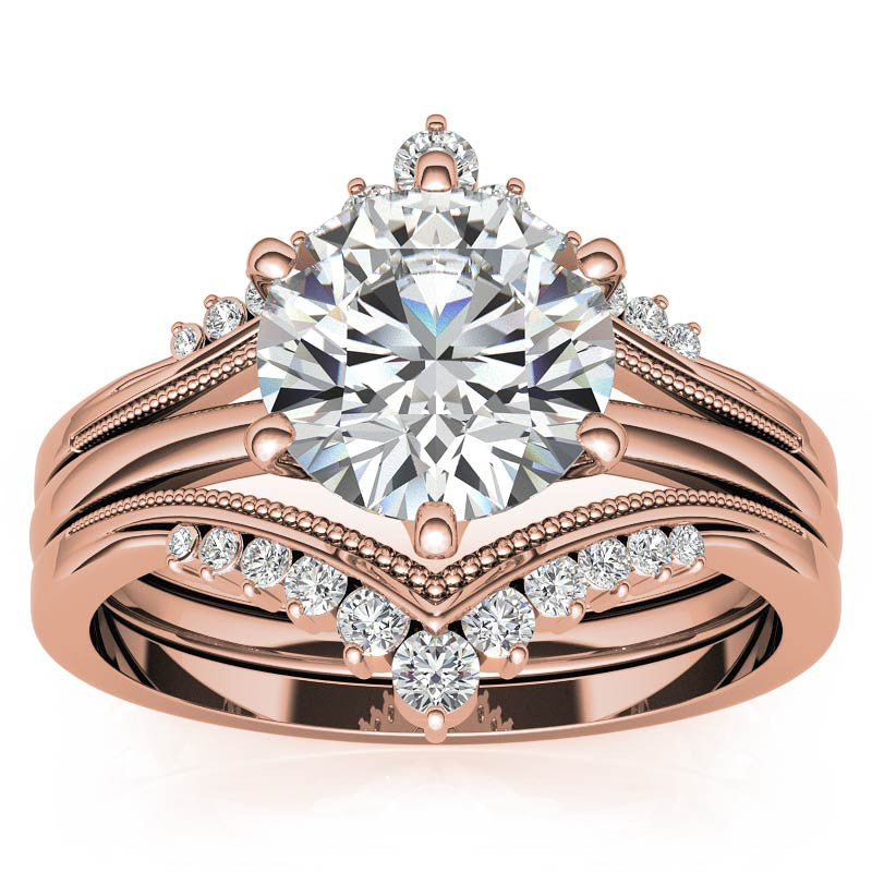 1.5mm Petite Round Brilliant Moissanite Solitaire with Ring Guard