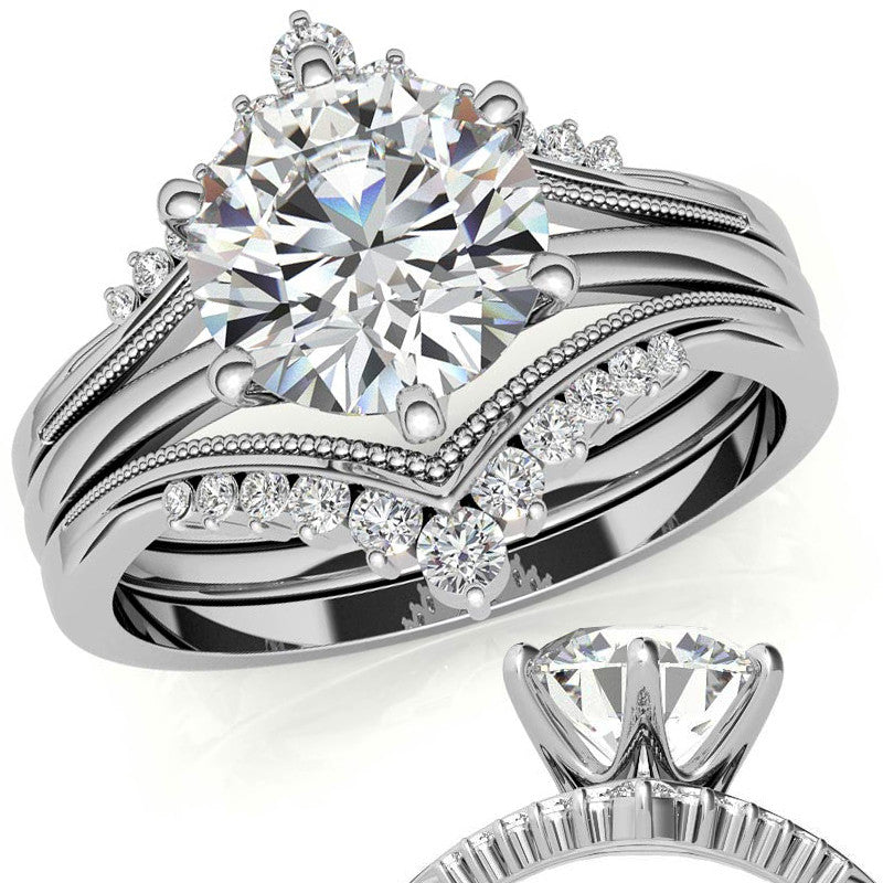 1.5mm Petite Round Brilliant Moissanite Solitaire with Ring Guard