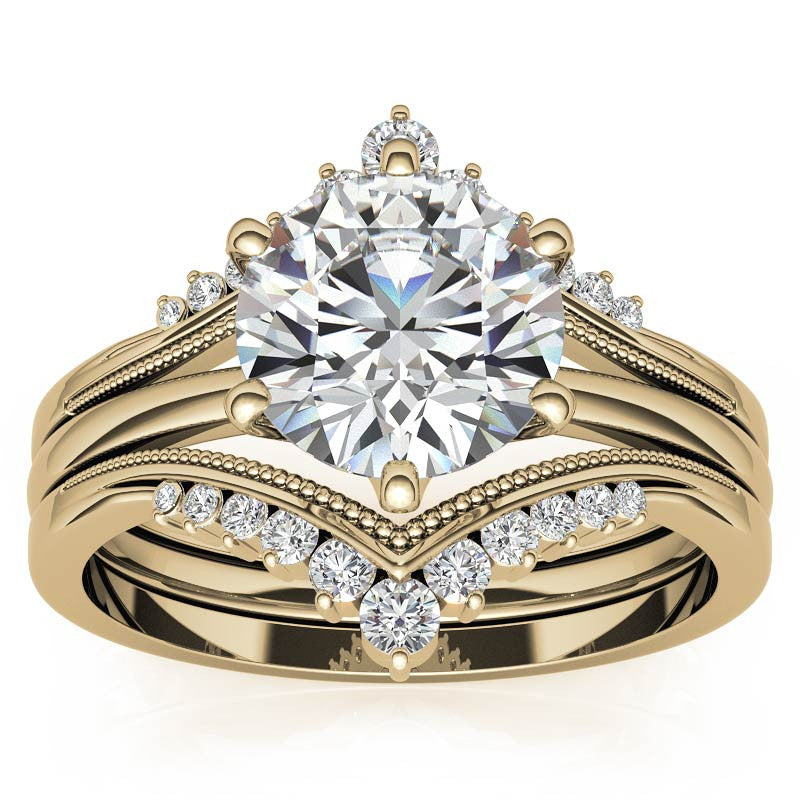 1.5mm Petite Round Brilliant Moissanite Solitaire with Ring Guard