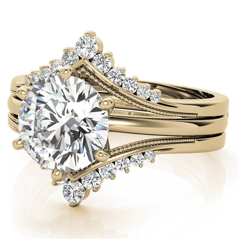 1.5mm Petite Round Brilliant Moissanite Solitaire with Ring Guard