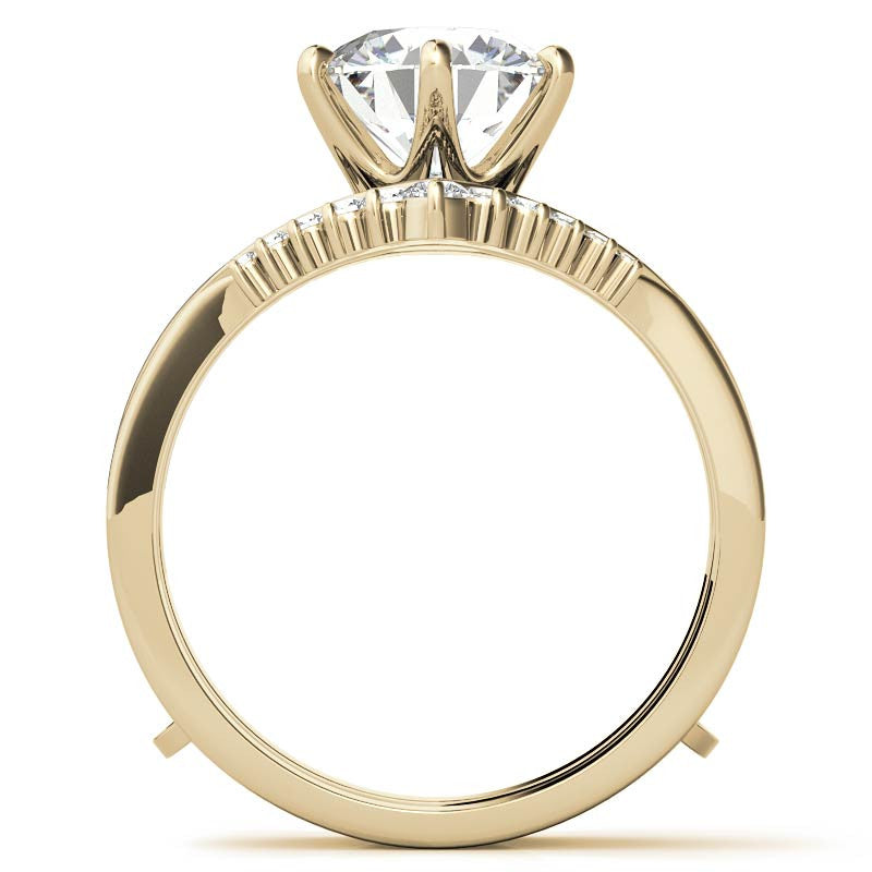 1.5mm Petite Round Brilliant Moissanite Solitaire with Ring Guard