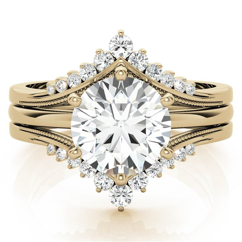 1.5mm Petite Round Brilliant Moissanite Solitaire with Ring Guard