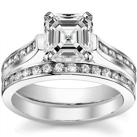 Round Brilliant Moissanite Cathedral Engagement Ring Setting 0.32ct