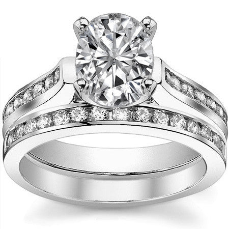 Round Brilliant Moissanite Cathedral Engagement Ring Setting 0.32ct