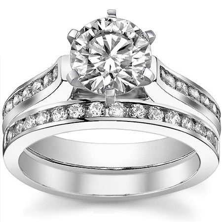 Round Brilliant Moissanite Cathedral Engagement Ring Setting 0.32ct