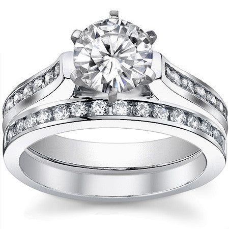 Round Brilliant Moissanite Cathedral Engagement Ring Setting 0.32ct