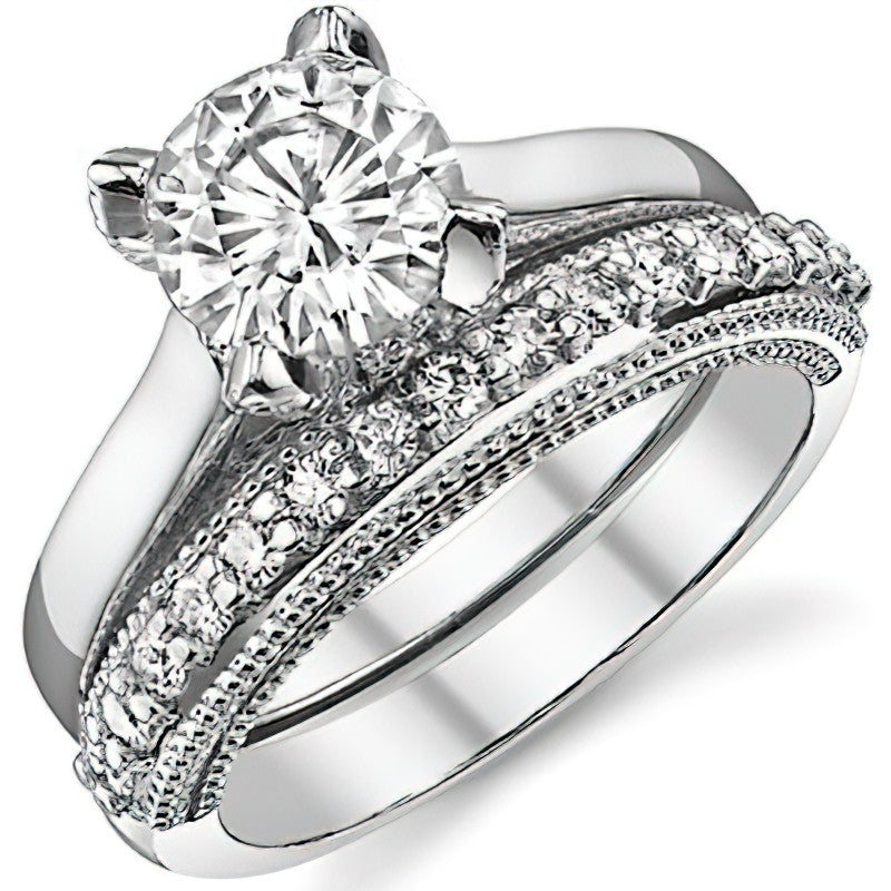 Round Antique Tulip Moissanite Engagement Ring