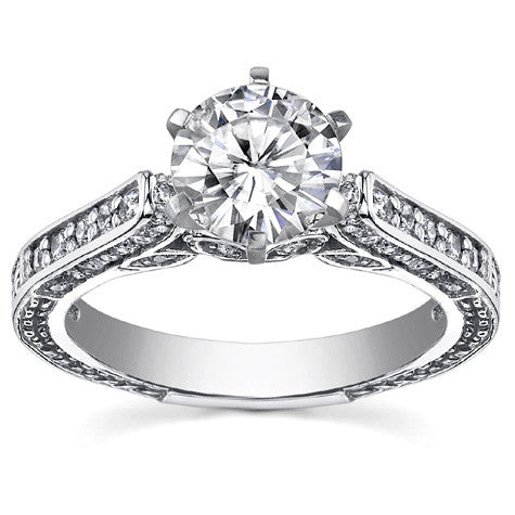 Round Brilliant Moissanite Antique Style Wedding Set
