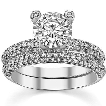 Round Pave Style Moissanite Engagement Ring