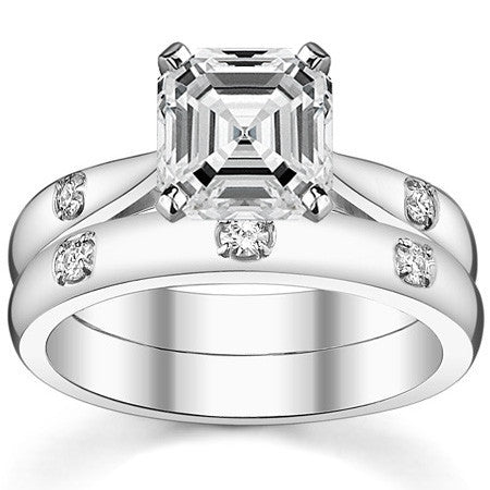 Round Brilliant Moissanite Cathedral Engagement Ring Setting