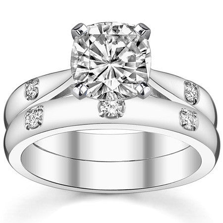 Round Brilliant Moissanite Cathedral Engagement Ring Setting