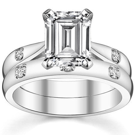 Round Brilliant Moissanite Cathedral Engagement Ring Setting